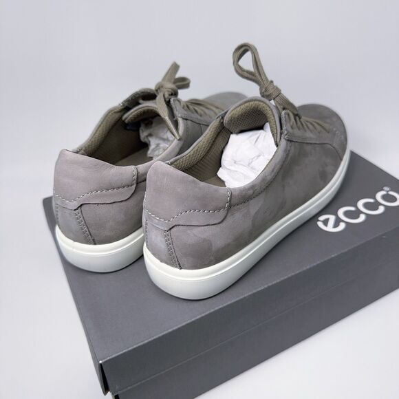 ECCO Womens 40 9 9.5 255 Soft 7 Classic Sneakers Warm Gray Suede Lace Up 857683 - Picture 3 of 8